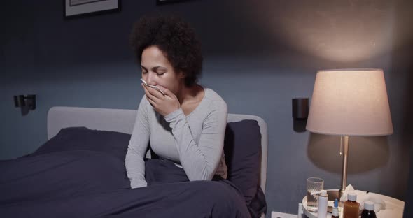 Black Female Coughing in Morning alt