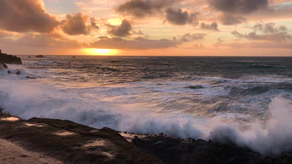 Stormy weather and monster waves in December at Shore Acres State Park near Coos Bay at the Oregon C alt