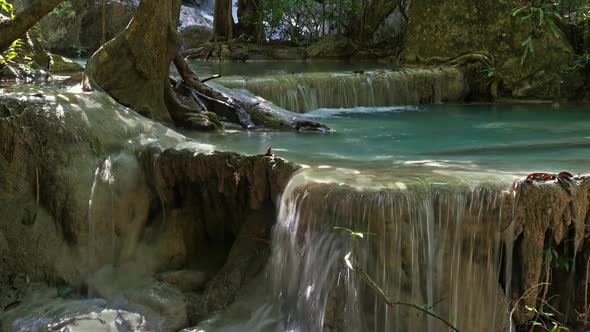 One of Waterfalls of Erawan Cascade in Thailand alt