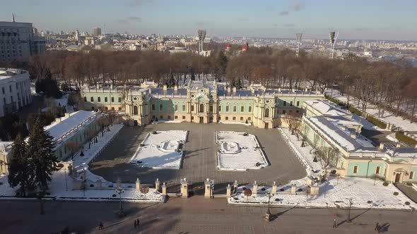 Aerial View To Famous Mariyinsky Palace in Winter Time alt