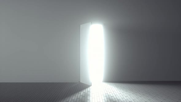 Door Opens and a Bright Light Flooding a Dark Room alt