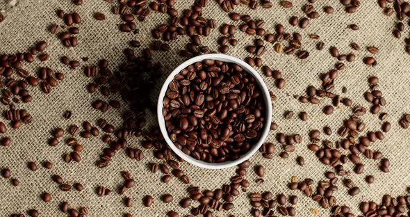 Bowl of Coffee Beans on Canvas alt