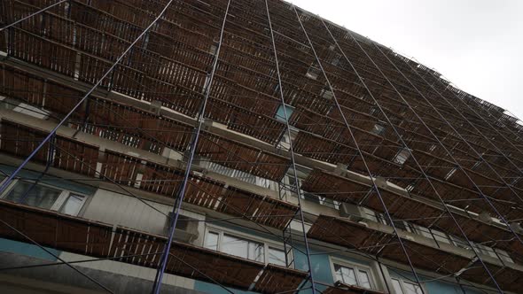 Scaffolding to the Side of a Highrise Residential Building