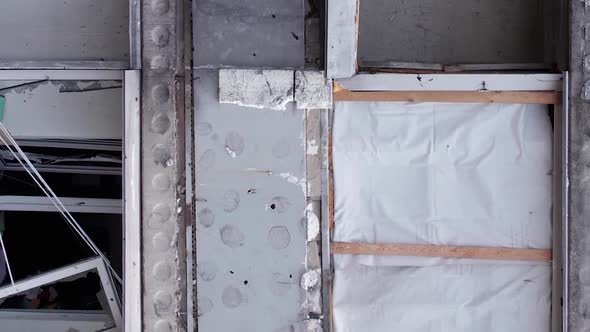 Vertical Video of Borodyanka Ukraine  House Destroyed By War alt