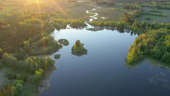 The Aerial View of the Dam Lake in Ao Estonia