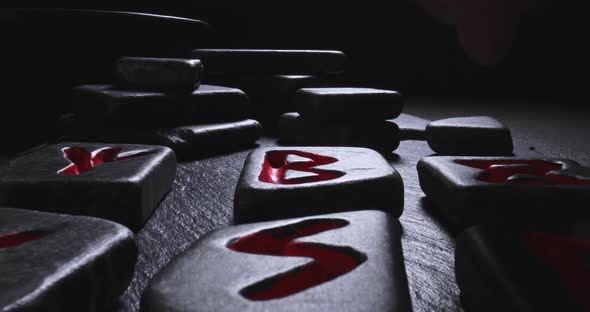 Runic divination by stones. Runestones omen based on futhark alphabet. alt