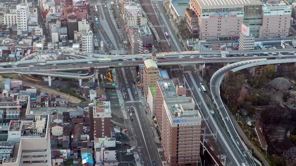 Osaka Cityscape Day View Highway Service Timelapse alt