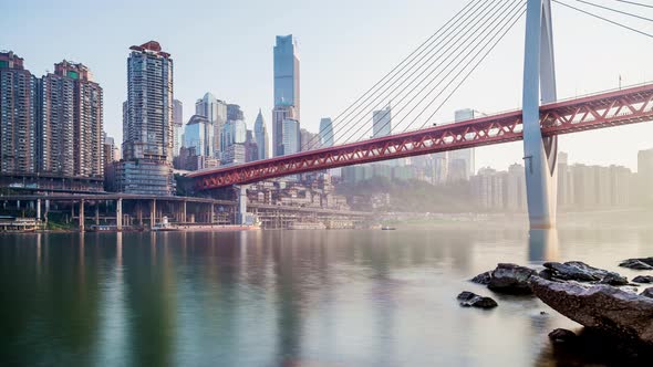 Time lapse of Modern metropolis skyline , Chongqing, China alt