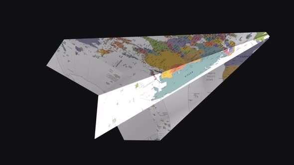 Paper Plane -  World Map - Side Angle - II - Transparent Loop