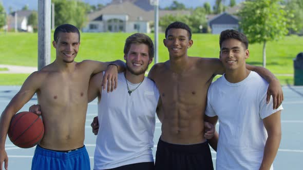 Group of teen basketball players