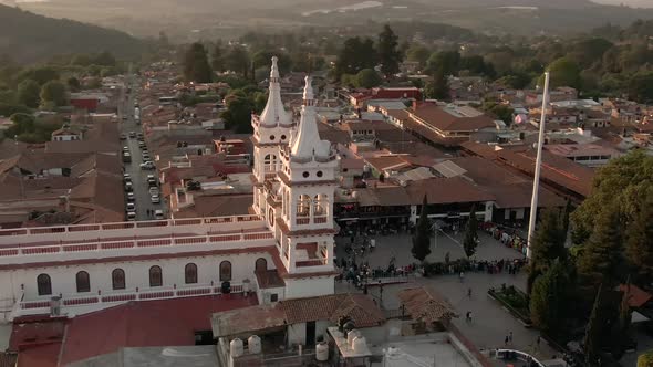 Eclectic And Famous Architectural Landmark - San Cristobal Church - Mazamitla, Jalisco, Mexico - rev alt
