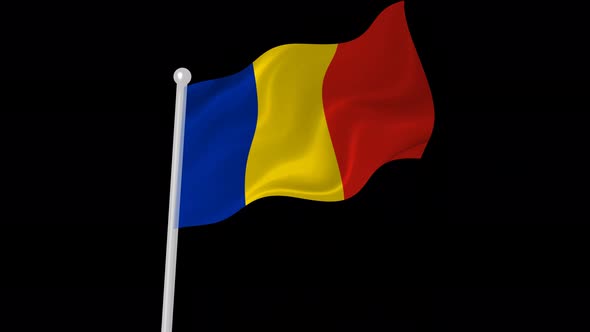 Romania Flag Flying Animated Black Background alt