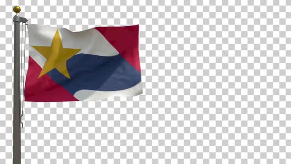 Lafayette City Flag (Indiana, USA) on Flagpole with Alpha Channel - 4K alt