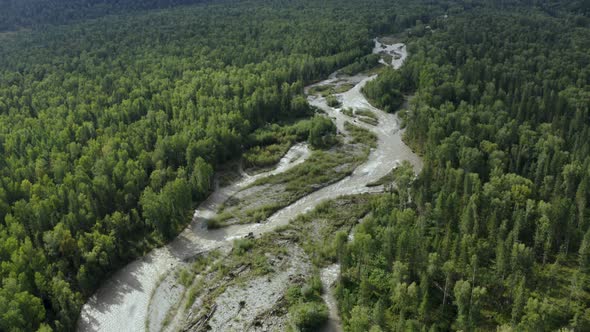 Aerial View of the Multa River in Altai