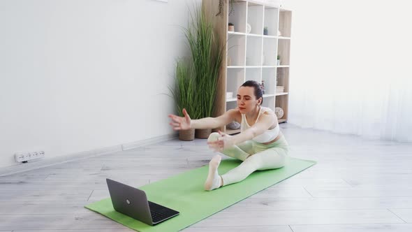 Yoga Online Indoors Activity Woman Laptop Gym alt