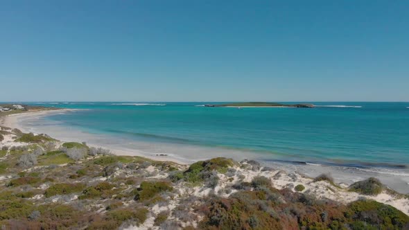 Panning Aerial Drone Shot Western Australia Coastal Town Lancelin alt