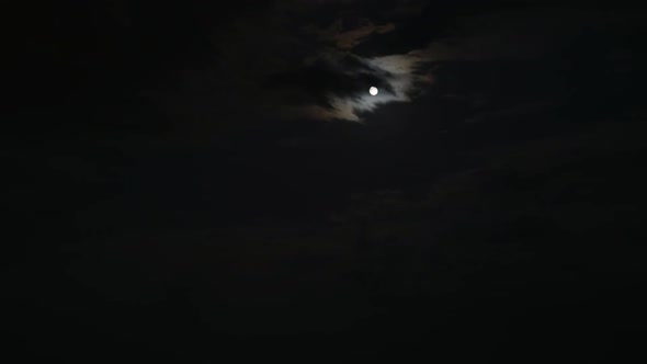 8K Full Moon in Cloudy Night Sky
