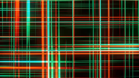 Abstract Red Green Glowing Grid lines