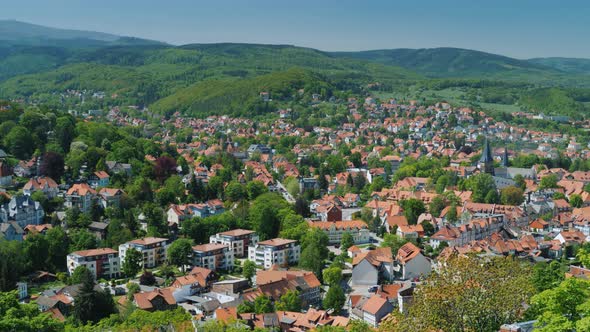 The Top View of the Picturesque Town in Germany alt