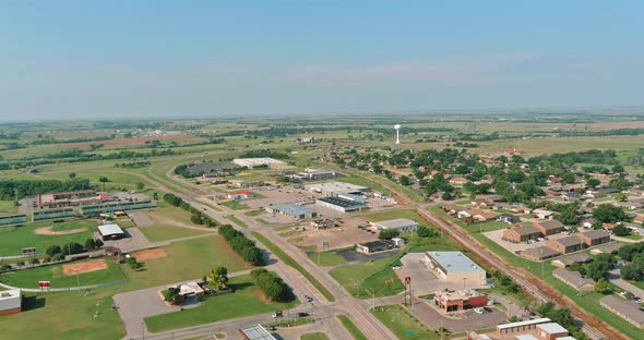 Panorama Overlooking View of a Clinton Small Town in Oklahoma US alt