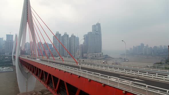 Traffic on Dongshuimen Over Yangtze By Chungking Timelapse alt