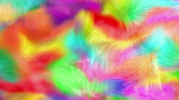 Faux fur background spectrum colors 3D animation