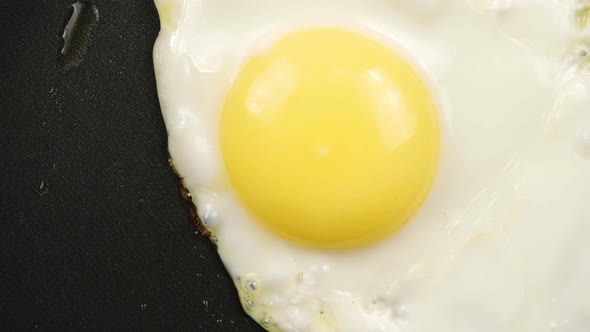 Close up of a fried eggs on the pan