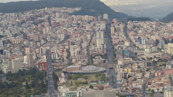 Quito City Travelling Aerial View. Ecuador alt