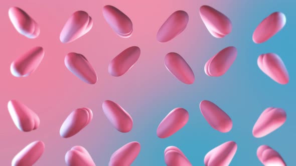 3D animated digital heart emoji are randomly spinning in the gradient background alt