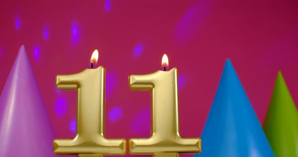 Burning Birthday Cake Candle Number 11