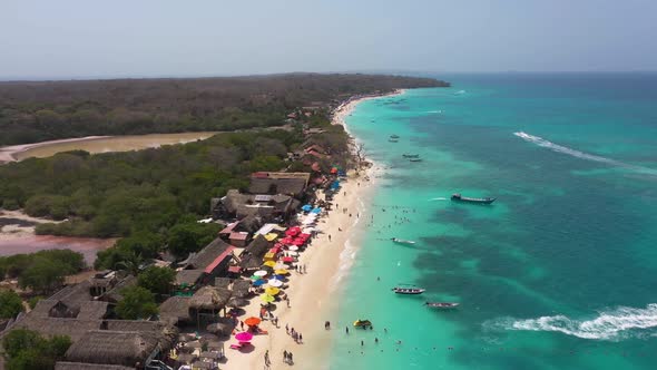 Tropical White Sand Beach Seafront in Cartagena Colombia Aerial View