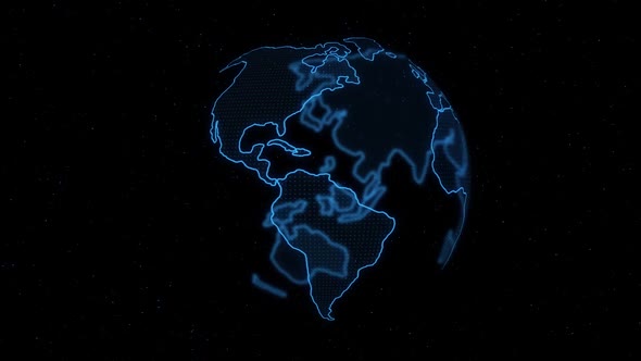 Digital Earth Hud Rotating, Glowing Globe Rotating