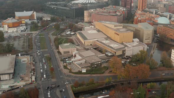 Tilt Up Reveal of Modern Business District Tall Buildings Near Potsdamer Platz Area alt