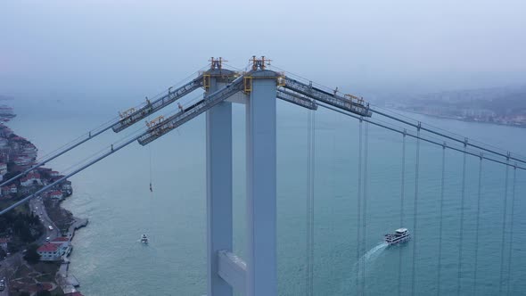 Istanbul Bosphorus Bridge Snowing Aerial View alt
