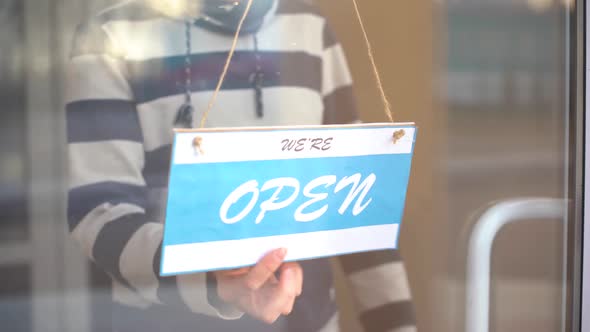 Closed for Business Due To Covid. Small Shop Puts Closed Sign Up on Storefront alt