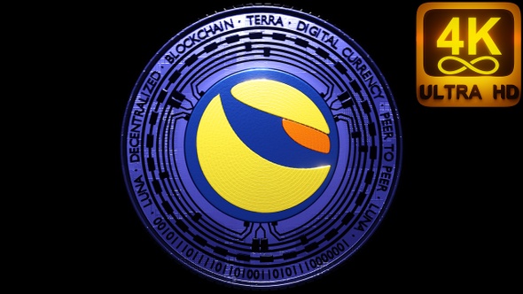 Terra Ust Luna Cryptocurrency Stablecoin Coin 3D Seamless Loop 4K Animation. Coin Rotating alt