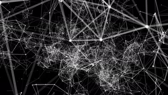 Flying Through Digital Data Network. Big Data High Tech Background. Flying Through Plexus Data alt