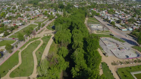 central square of the city of talca maule region seventh region aerial shot of beautiful garden alt