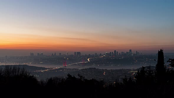 Bosphorus Sunset day to nıght tımelapse from Calmıca hıll alt