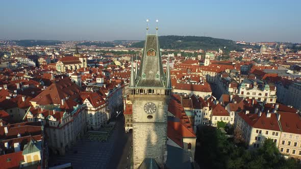Aerial view of the old clock tower 