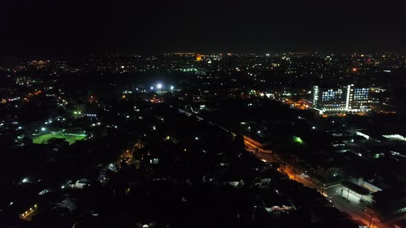 Vientiane city in Laos by night seen from the sky, Stock Footage ...