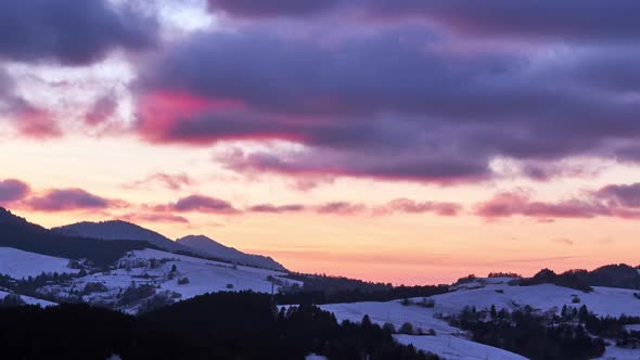Colorful Twilight in Winter Rural Landscape alt