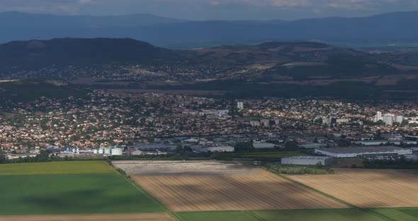 Perignat lès Sarlève from the Gergovie plateau, Puy-de-Dome, Auvergne, France alt