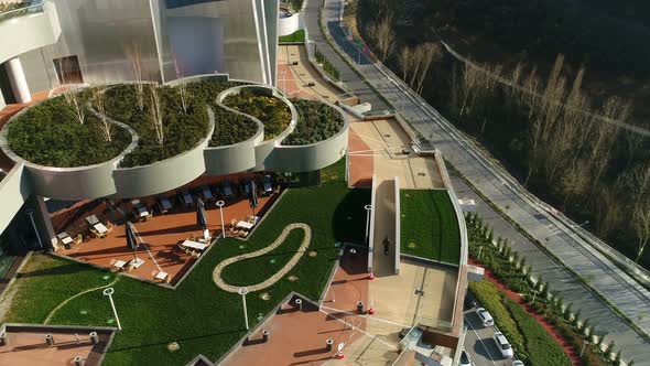 Approaching From Air To Running Man In Luxury Residence