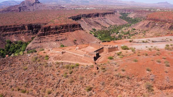 4K  UHD Aerial view Cidade Velha Fort  in Santiago - Cape Verde - Cabo Verde