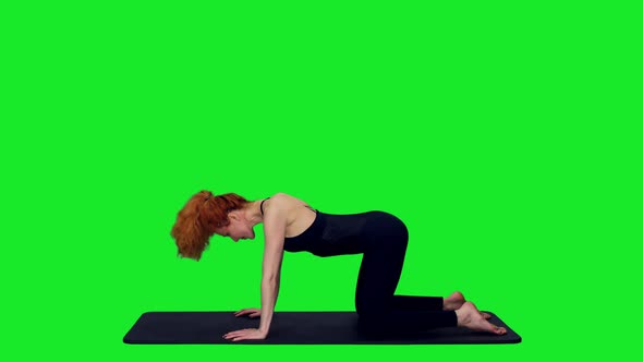 Beautifull Sporty Woman Doing Yoga on Green Screen