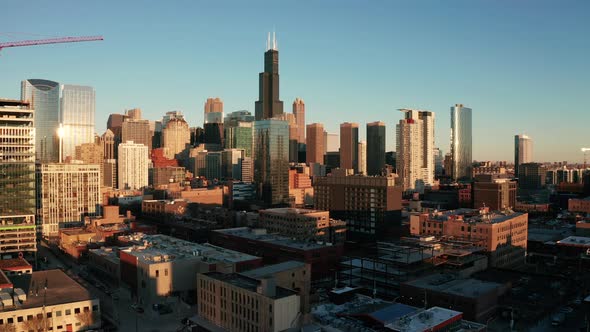 Looking into downtown Chicago Illinois from the south end 4K UHD