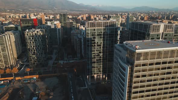 Flying Over The High-rise And Commercial Buildings In Municipality Of Las Condes, Santiago City, Chi alt