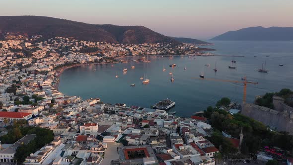 Panoramic Aerial View of Resort Town of Bodrum Turkey alt