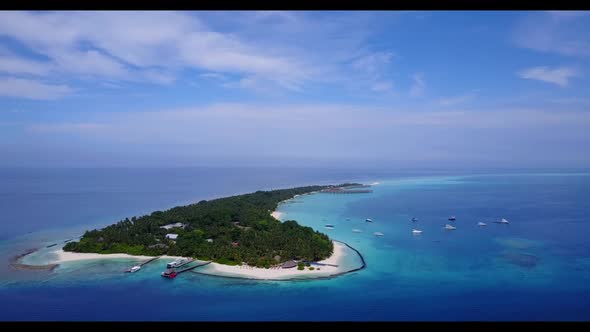 Aerial view scenery of tropical sea view beach journey by blue sea with white sandy background of a  alt